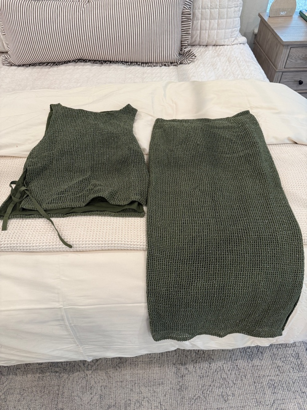 Olive Green Knit Maxi Skirt - Women's Summer Crochet Style